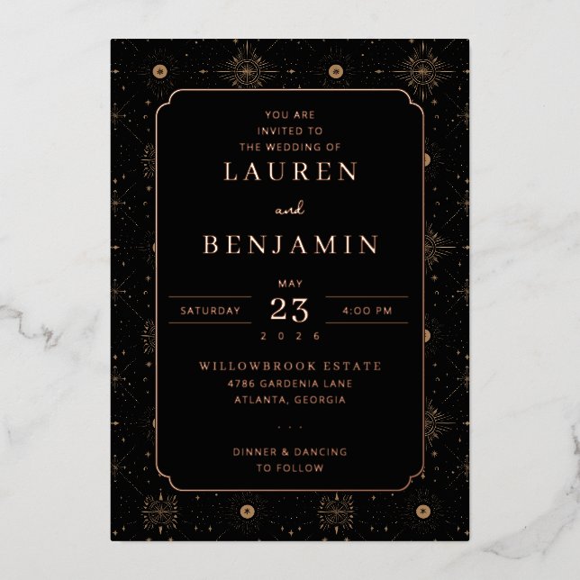Invitation En Aluminium Celestial Romance Wedding (Recto)