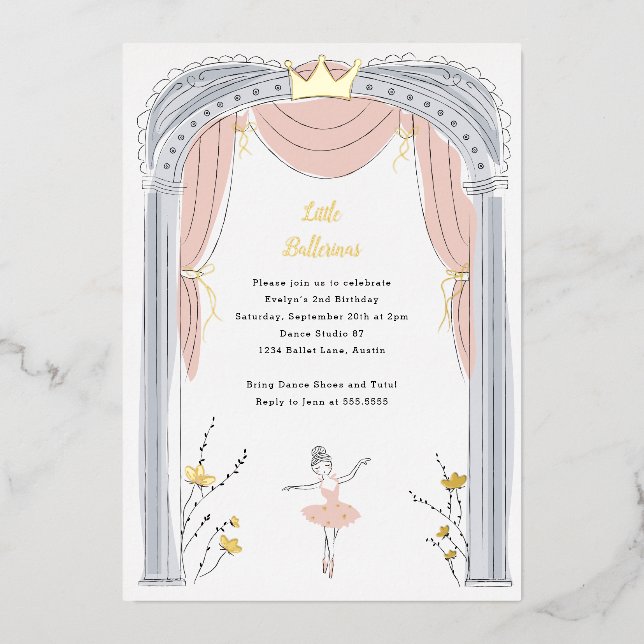 Invitation En Aluminium Centre Stage Ballet Anniversaire de enfant Party G (Recto)