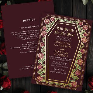 Invitation En Aluminium Cercueil Rose Rouge Gothique Mariage Tout en un