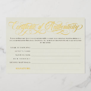 Invitation En Aluminium Certificat d'authenticité Eggshell Gold Swirls
