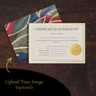 Invitation En Aluminium Certificat d'authenticité pour les artistes