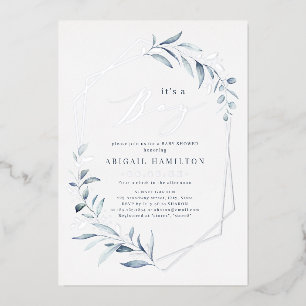 Invitation En Aluminium C'est un Baby shower d'or Rose Dusty Greenery Boy