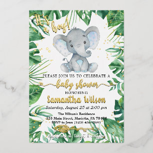 Invitation En Aluminium C'est un Baby shower éléphant Safari Garçon Real F
