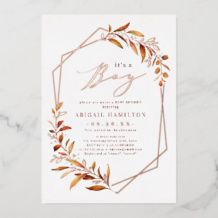 Invitation En Aluminium C'est un Baby shower géométrique Boy Fall Greenery