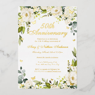 Invitation En Aluminium Champagne à papillon d'or 50e anniversaire Mariage