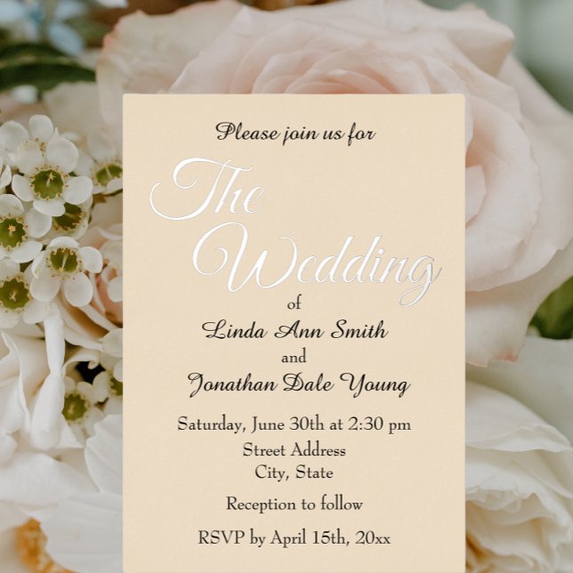 Invitation En Aluminium Champagne Couleur Simple Style Mariage (In Situ Wedding)