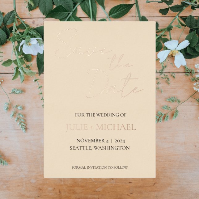 Invitation En Aluminium Champagne Couleur Simple Style Mariage Enregistrer (In Situ Wedding)