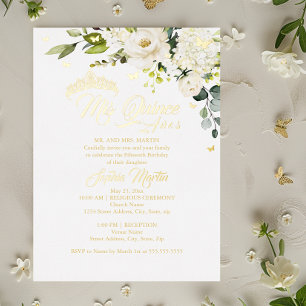 Invitation En Aluminium Champagne Floral Or Mis Quince Quinceanera