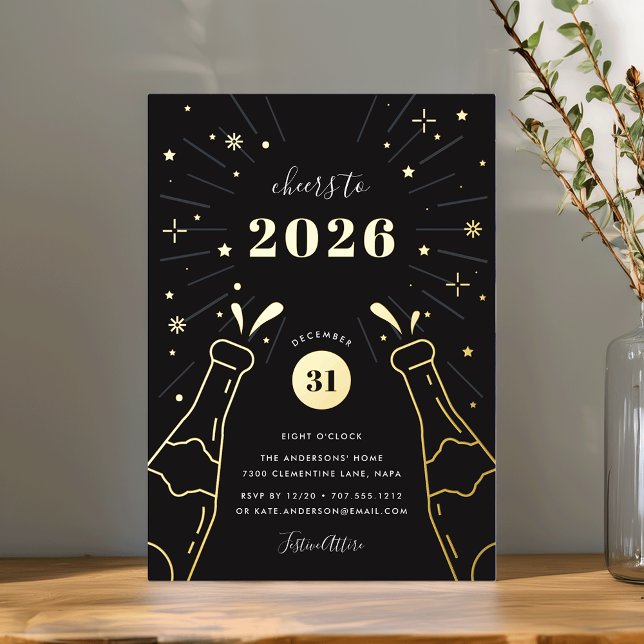 Invitation En Aluminium Champagne Pop | New Years Eve Party (Créateur téléchargé)