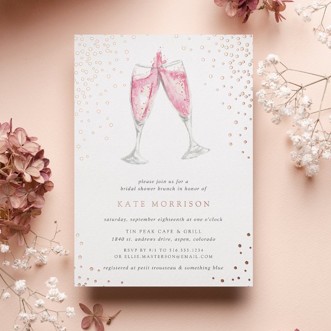 Invitation En Aluminium Champagne rose | Brunch Fête des mariées (Créateur téléchargé)