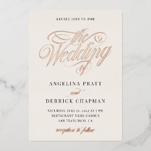 Invitation En Aluminium Champagne tout en un simple Mariage d'ivoire or 