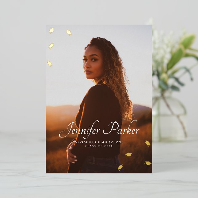 Invitation En Aluminium Chapeaux de remise de diplômes 1 photo de remise d (Debout devant)