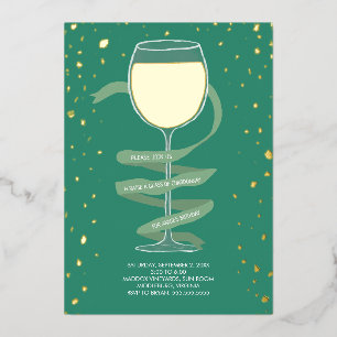 Invitation En Aluminium Chardonnay Vin Verre Vignoble Adulte Anniversaire 