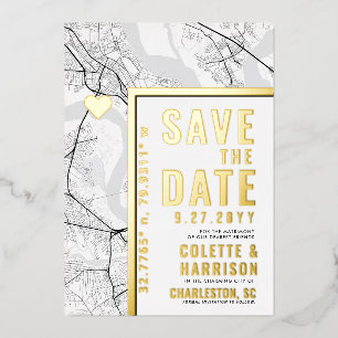 Invitation En Aluminium Charleston Love Locator   Mariage Enregistrer la d