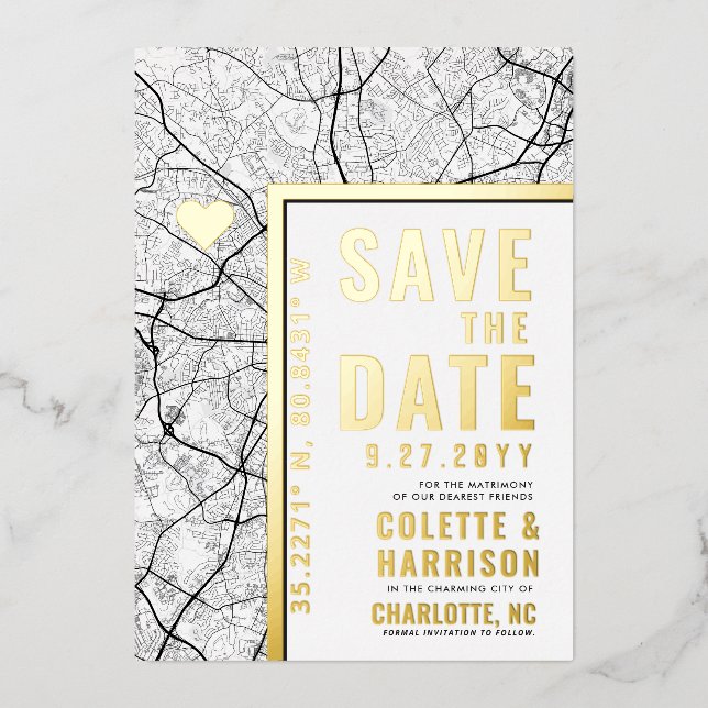 Invitation En Aluminium Charlotte Love Locator | Mariage Enregistrer la da (Recto)