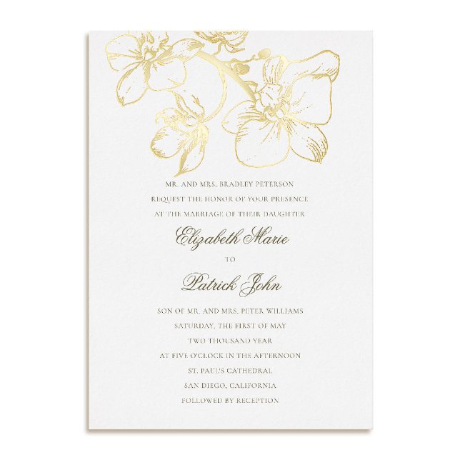 Invitation En Aluminium Charme d'orchidée Formal Classic Hirloom Mariage b (orchid wedding invitation formal modern classic traditional black tie heirloom 3 white)