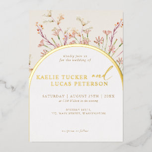 Invitation En Aluminium Charme élégant Fleur Fleur Arc Mariage Or