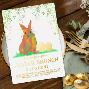 Invitation En Aluminium Chasse aux œufs de Pâques Brunch Lapin mignon & Œu