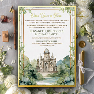 Invitation En Aluminium Château de Conte de Fées Photo Mariage