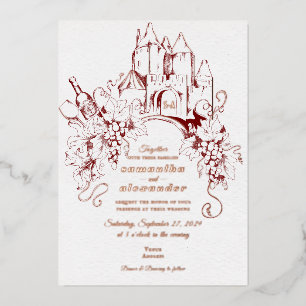 Invitation En Aluminium Château de France Vigne Vignoble Vignoble Mariage