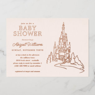 Invitation En Aluminium Château Disney Princess Baby shower fille