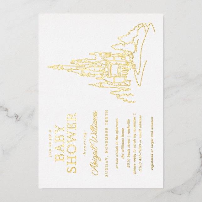 Invitation En Aluminium Château Disney Princess | Baby shower fille (Recto)