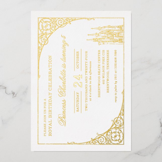 Invitation En Aluminium Château Disney Princess | Fairy Tale Anniversaire (Recto)
