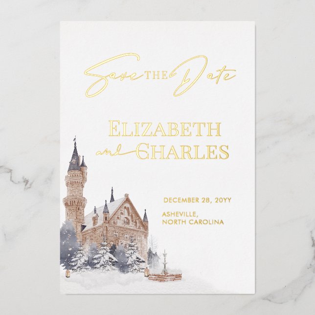 Invitation En Aluminium Château Manoir Anglais Vieille Église Enregistrer  (Recto)