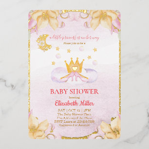 Invitation En Aluminium Chaussures Princess Et Baby shower Couronne
