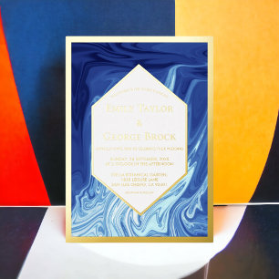 Invitation En Aluminium Chef-d'œuvre Moderne Abstrait Mariage Élégant Or