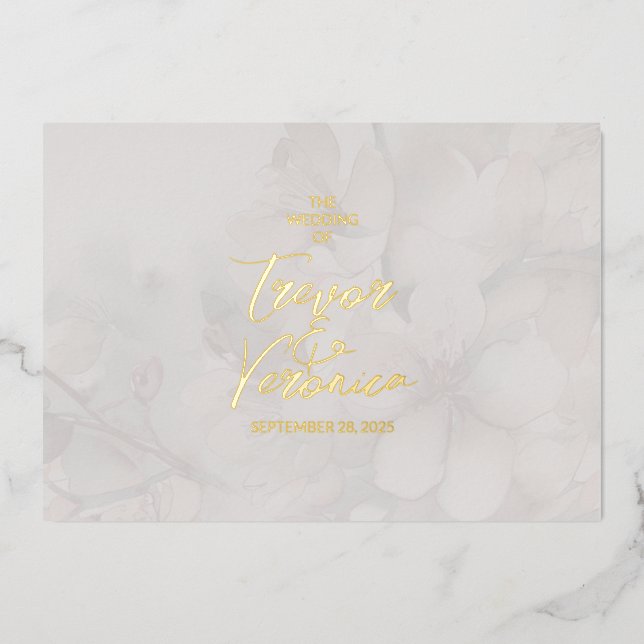 Invitation En Aluminium Cherry Blossom Mariage (Recto)