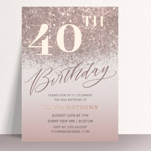 Invitation En Aluminium Chic 40e anniversaire Real Rose Gold