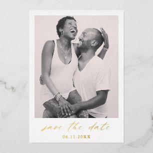 Invitation En Aluminium Chic Calligraphy Gold Photo Wedding Enregistrer la