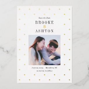 Invitation En Aluminium Chic Dots FOIL Mariage Moderne Enregistrer La Cart