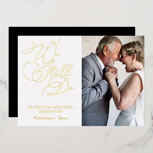 Invitation En Aluminium Chic Elegant Anniversaire Vow Renouvellement Photo (Recto/Verso)