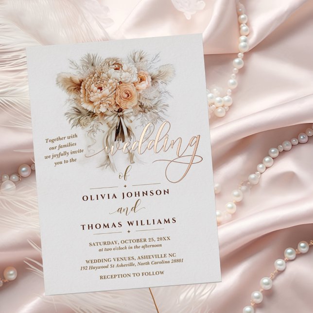 Invitation En Aluminium Chic Elegant Boho Style Floral Script Mariage (Créateur téléchargé)