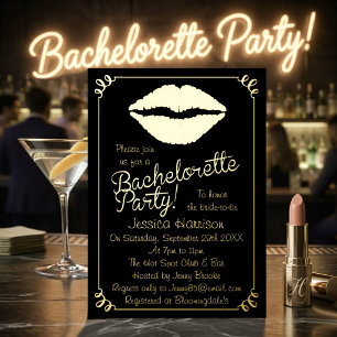 Invitation En Aluminium Chic Foil Lips Bachelorette Party Real