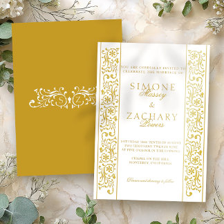 Invitation En Aluminium Chic Formal Scrollwork Border Wedding