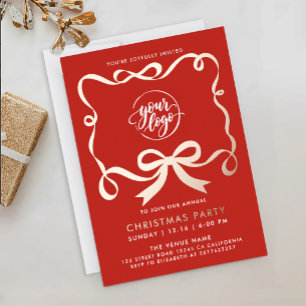 Invitation En Aluminium Chic Logo Rouge Blanc Entreprise Noël