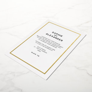 Invitation En Aluminium Chic minimaliste Mariage frontière or parisien