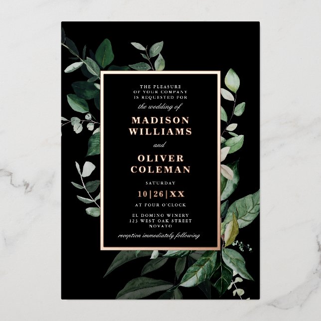 Invitation En Aluminium Chic Moody Botanical Frame Mariage REAL (Recto)