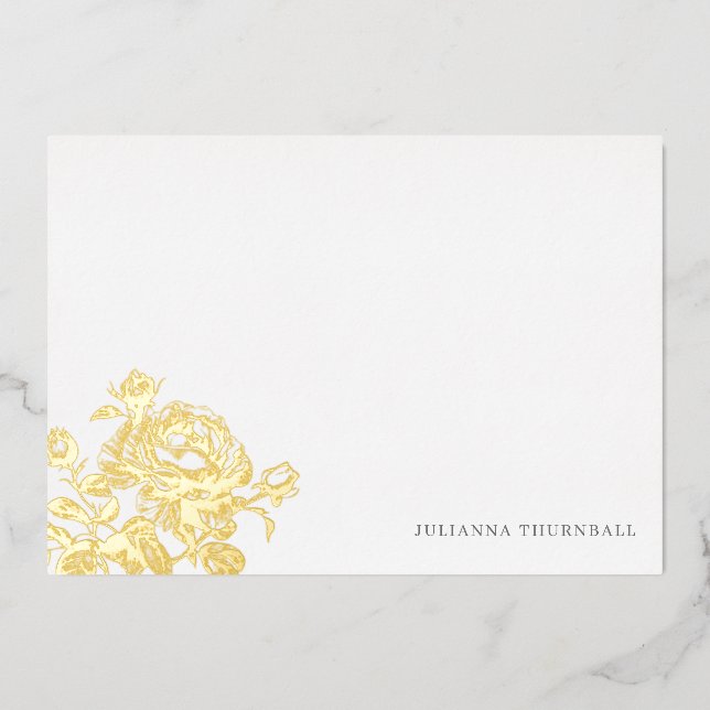 Invitation En Aluminium Chic Rose Anglais Luxe Papeerie Personnelle (Recto)
