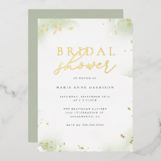Invitation En Aluminium Chic Vert Sauge Poussière D'or Mariage