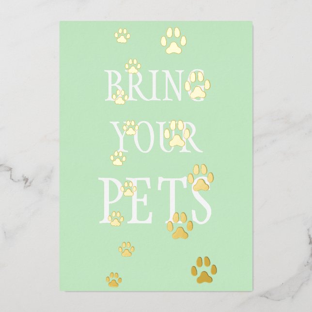 Invitation En Aluminium Chien & Empreintes de pattes de chat Personnalisé  (Recto)