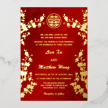 Chinois Bilingue | Mariage Cerise Rouge Fleur de C