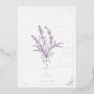 Invitation En Aluminium Chinoiserie Lavender Bouquet Mariage victorien