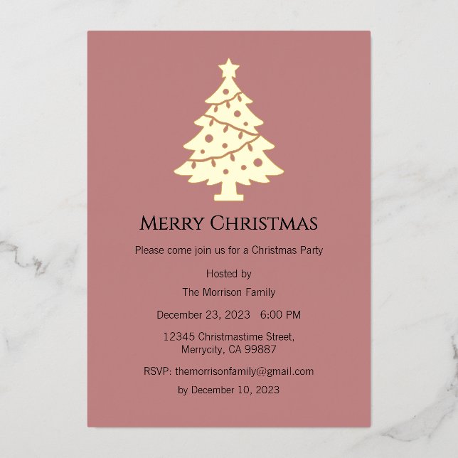 Invitation En Aluminium Christmas Holiday Foil Postcard, Christmas Invite (Recto)