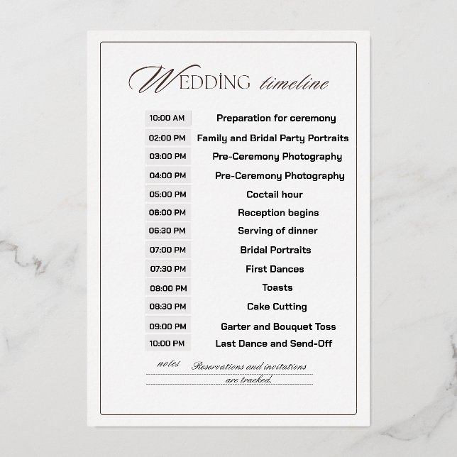 Invitation En Aluminium Chronologie Mariage personnalisable (Verso)