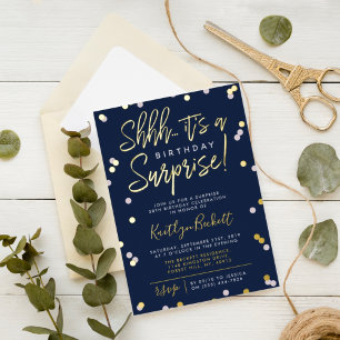Invitation En Aluminium Chut... Surprise fête d'anniversaire Confetti & Re