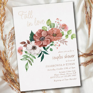 Invitation En Aluminium Chute en amour Couples d'automne Douche Rose Or